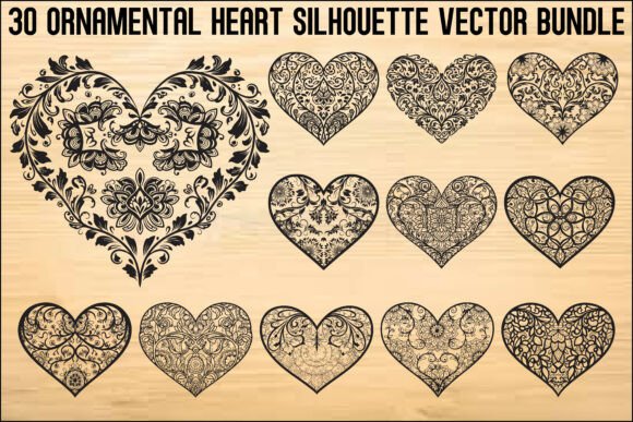 Download Ornamental Heart Silhouette Bundle - Premium Resources