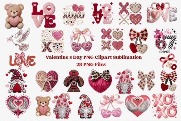 Download Faux Yarn Crochet Valentine PNG Bundle - Yarn crochet valentine png Collection