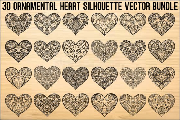 Download Ornamental Heart Silhouette Bundle - Premium Resources
