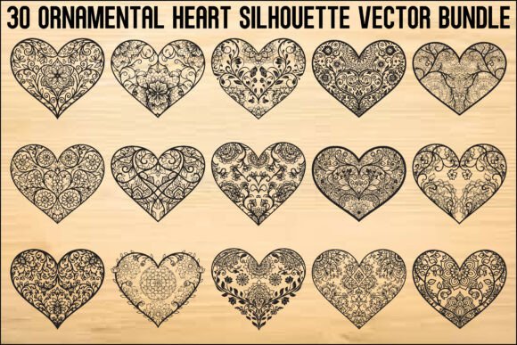 Download Ornamental Heart Silhouette Bundle - Premium Resources